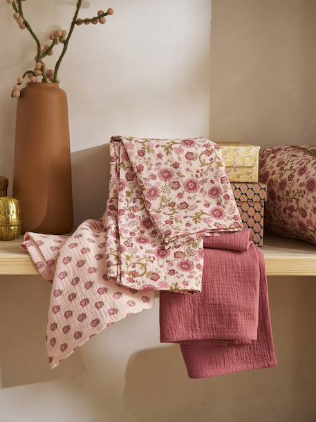 Vertbaudet - Lot 3 langes bébé gaze coton rose imprimé