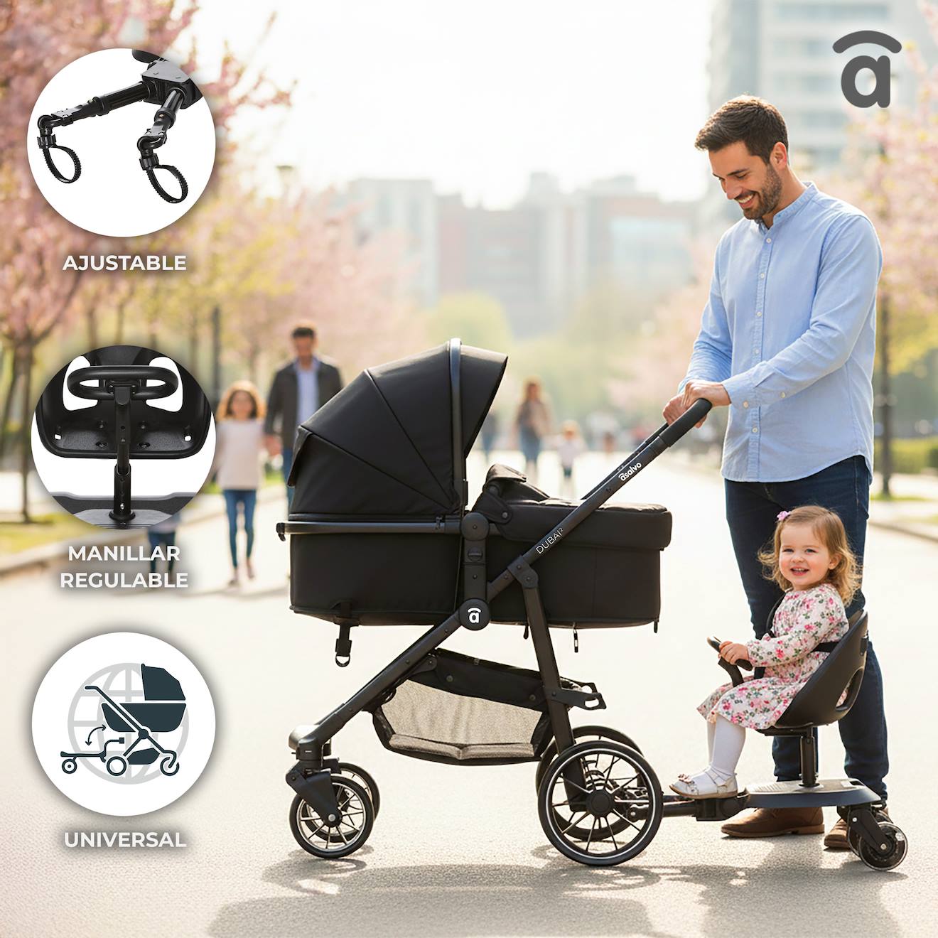 Trottinette 2 En 1 Universelle Pour Poussette Go Seat Noir (Asalvo) - Image 3