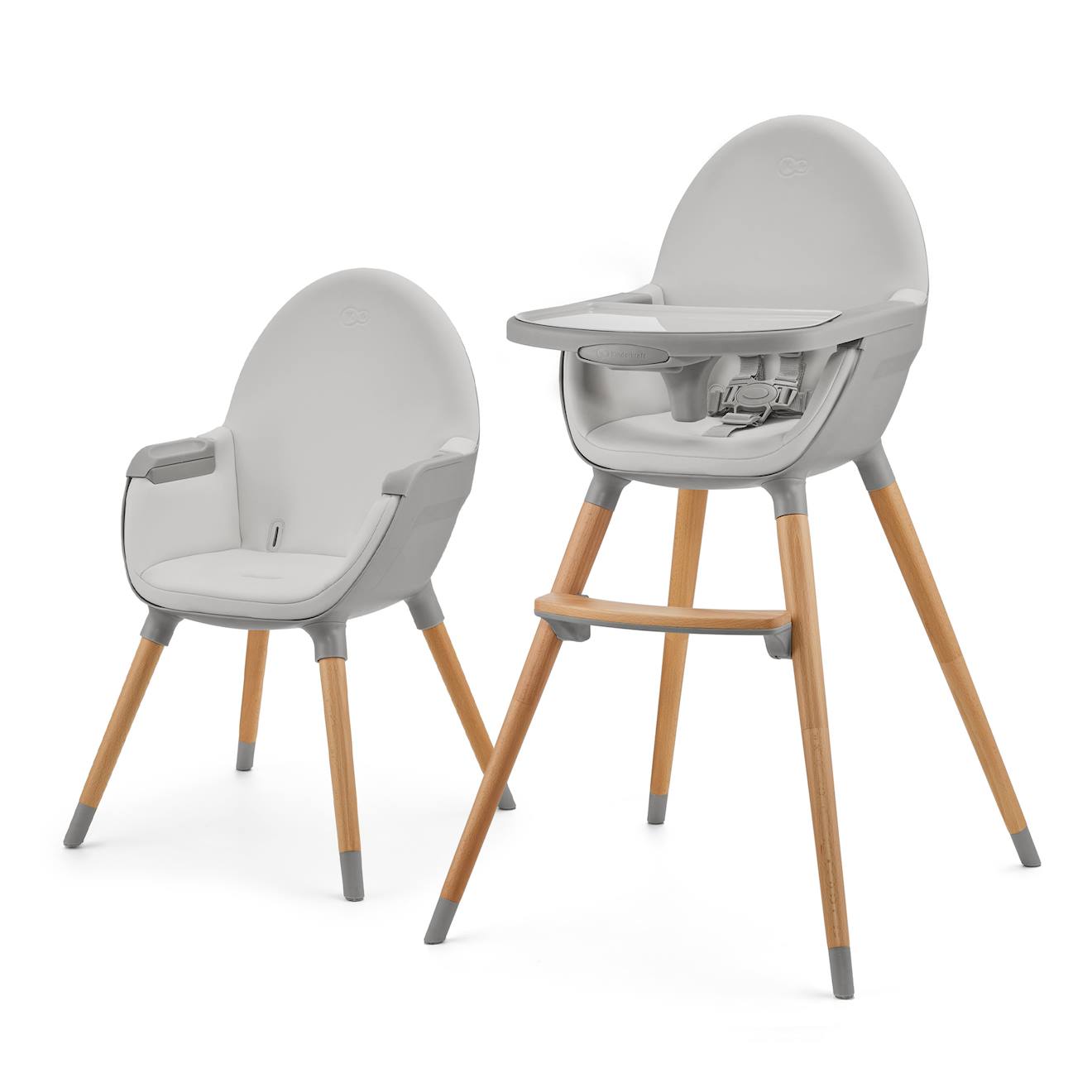 Chaise Haute Évolutive 2en1 Fini 2 , Fauteuil Enfant, Chaise Bébé Enfant, Réglable, Design Universel Gris