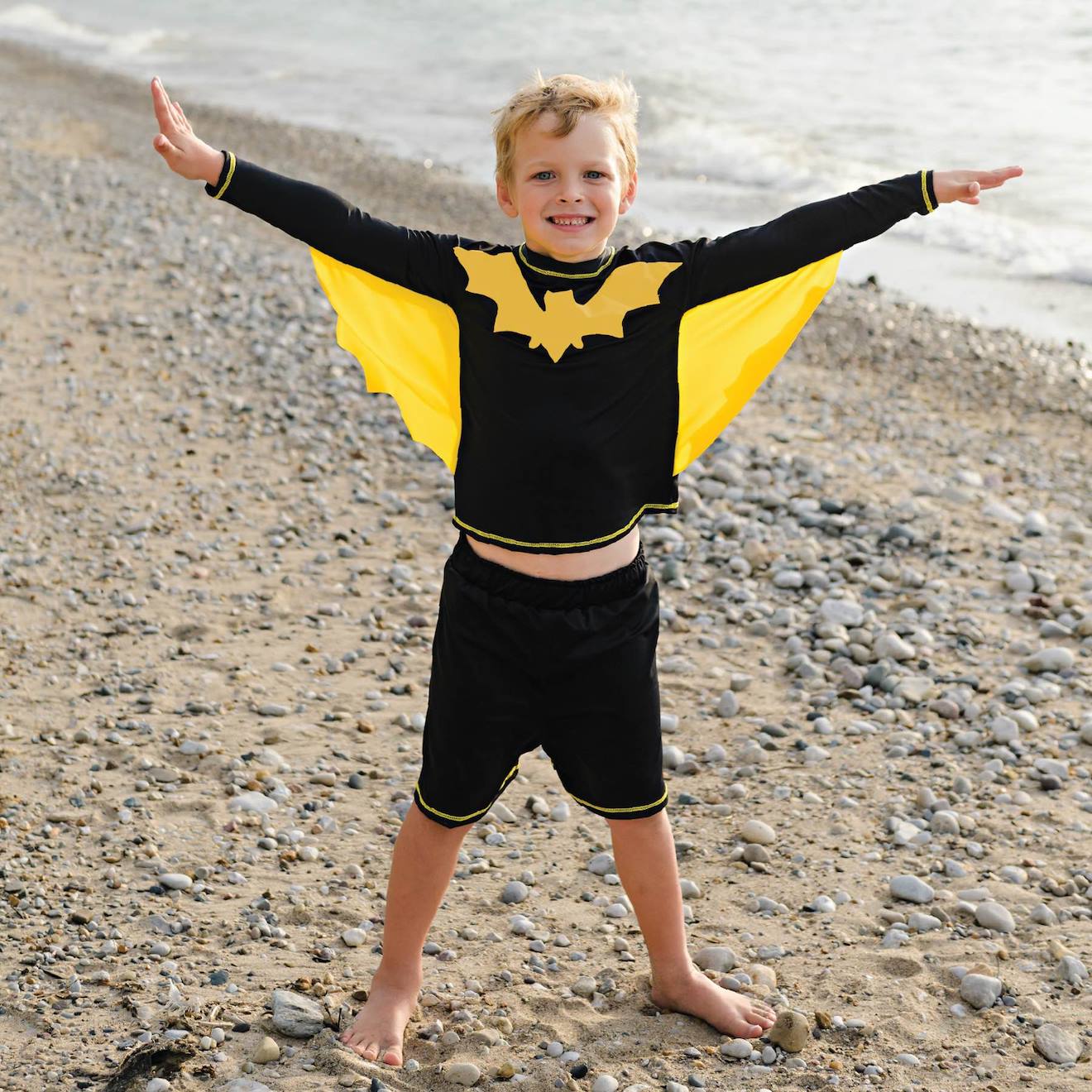 Maillot De Bain Garçon 2 Pièces Anti-uv Super-héros Noir
