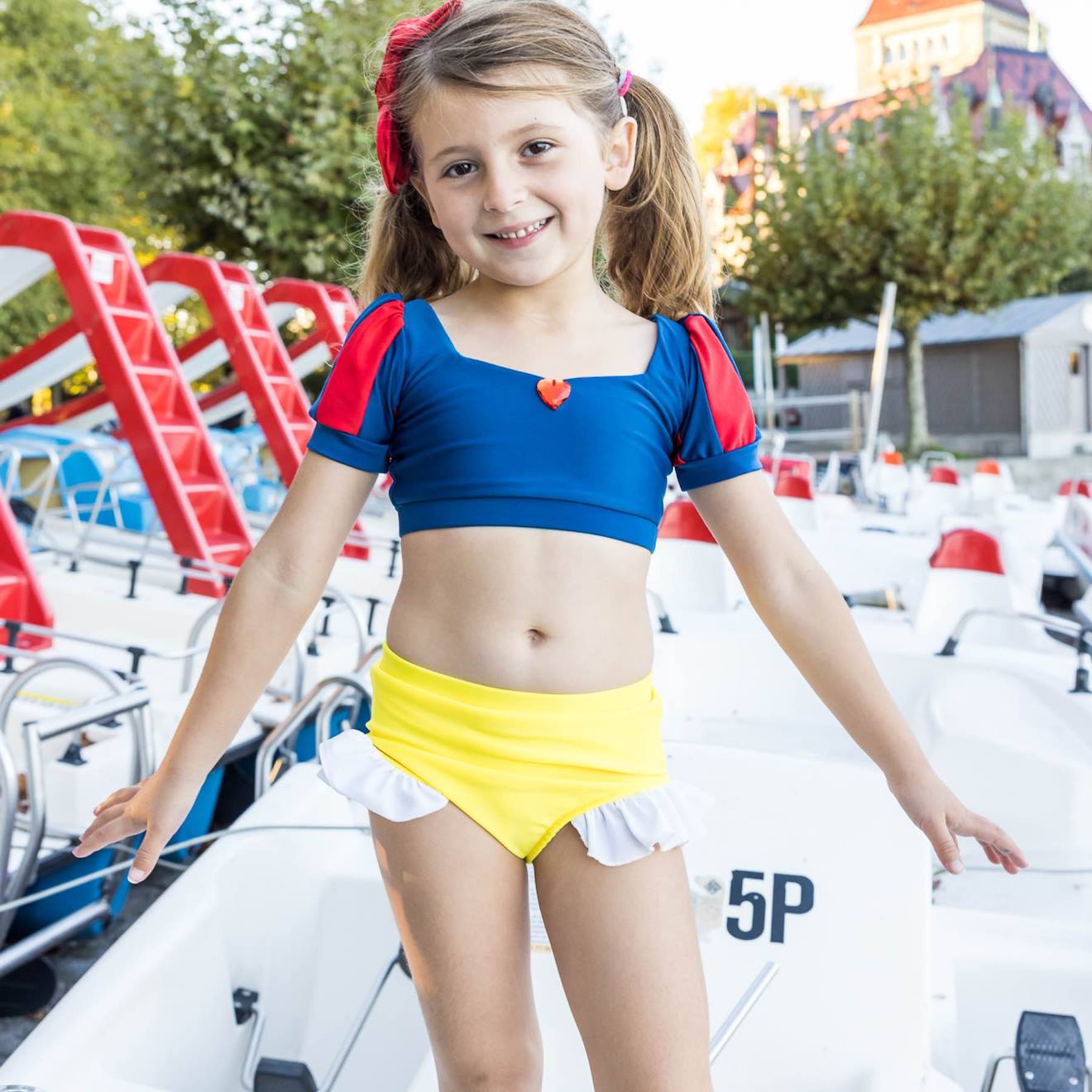 Maillot De Bain 2 Pièces Fille Princesse Uv Upf 50+ Bleu