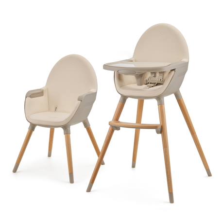 Kinderkraft - Chaise Haute Évolutive 2en1 Fini 2 , Fauteuil Enfant, Chaise Bébé Enfant, Réglable, Design Universel Beige