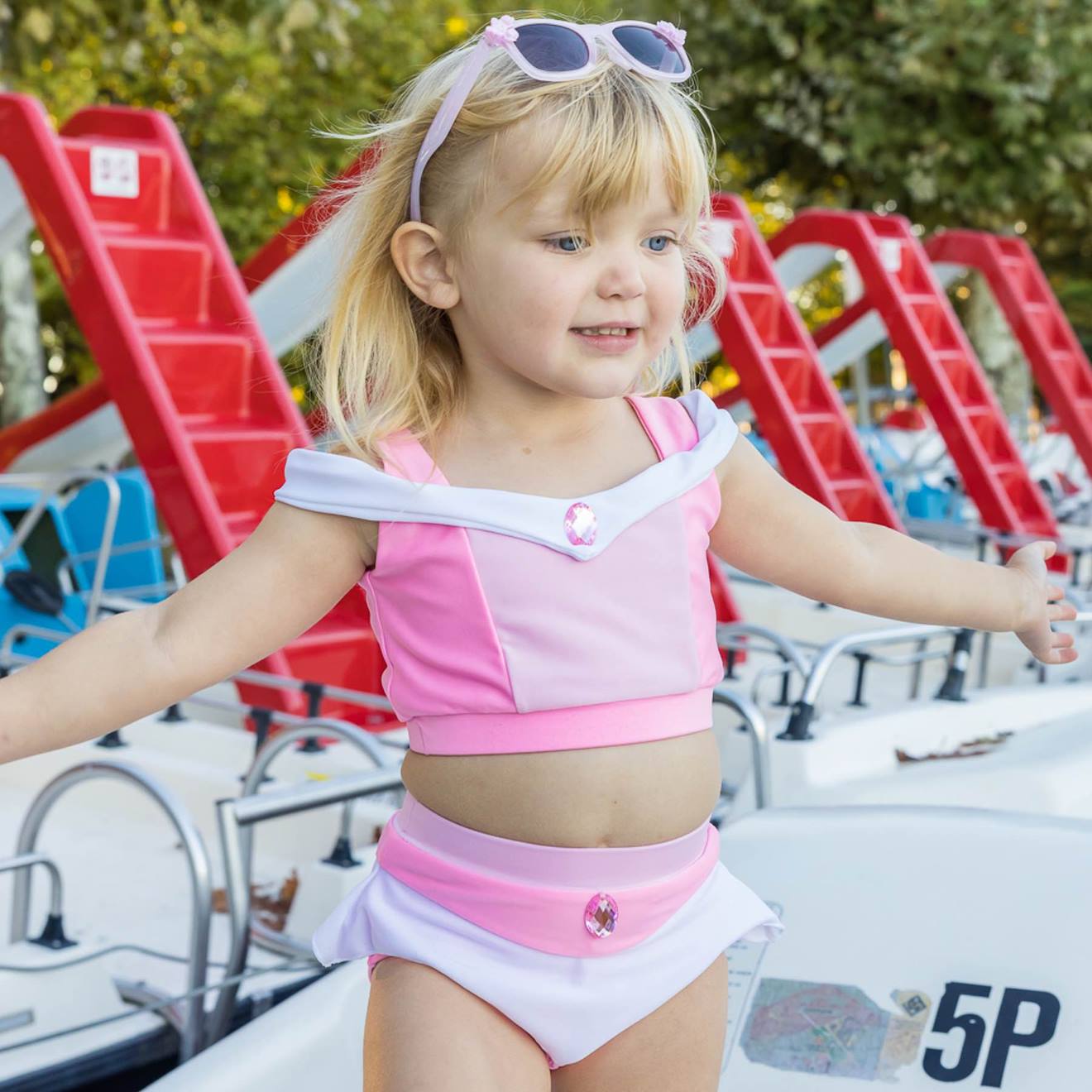 Maillot De Bain 2 Pièces Fille Princesse Uv Upf 50+ Rose