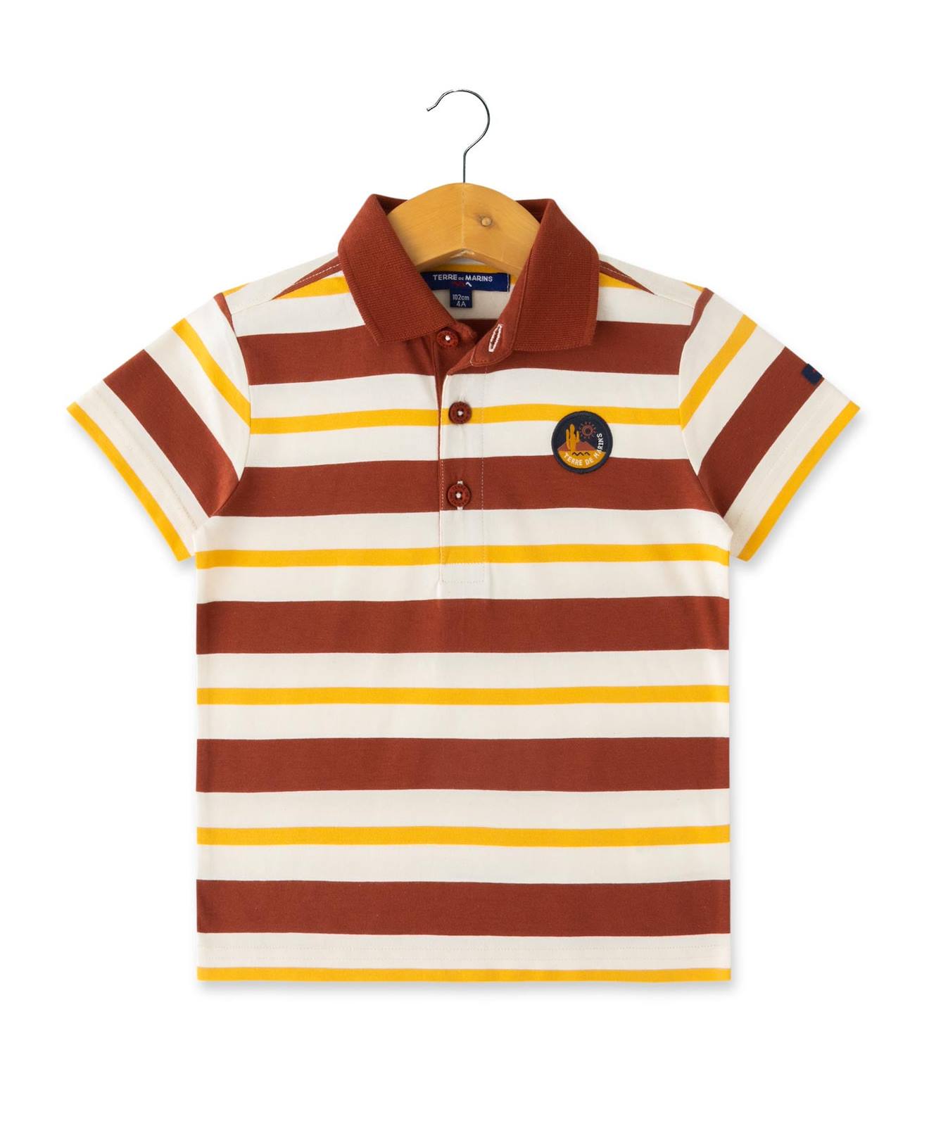 Polo Manches Courtes 100 Coton Garon Fond Grege Raye Multicolore 15 €