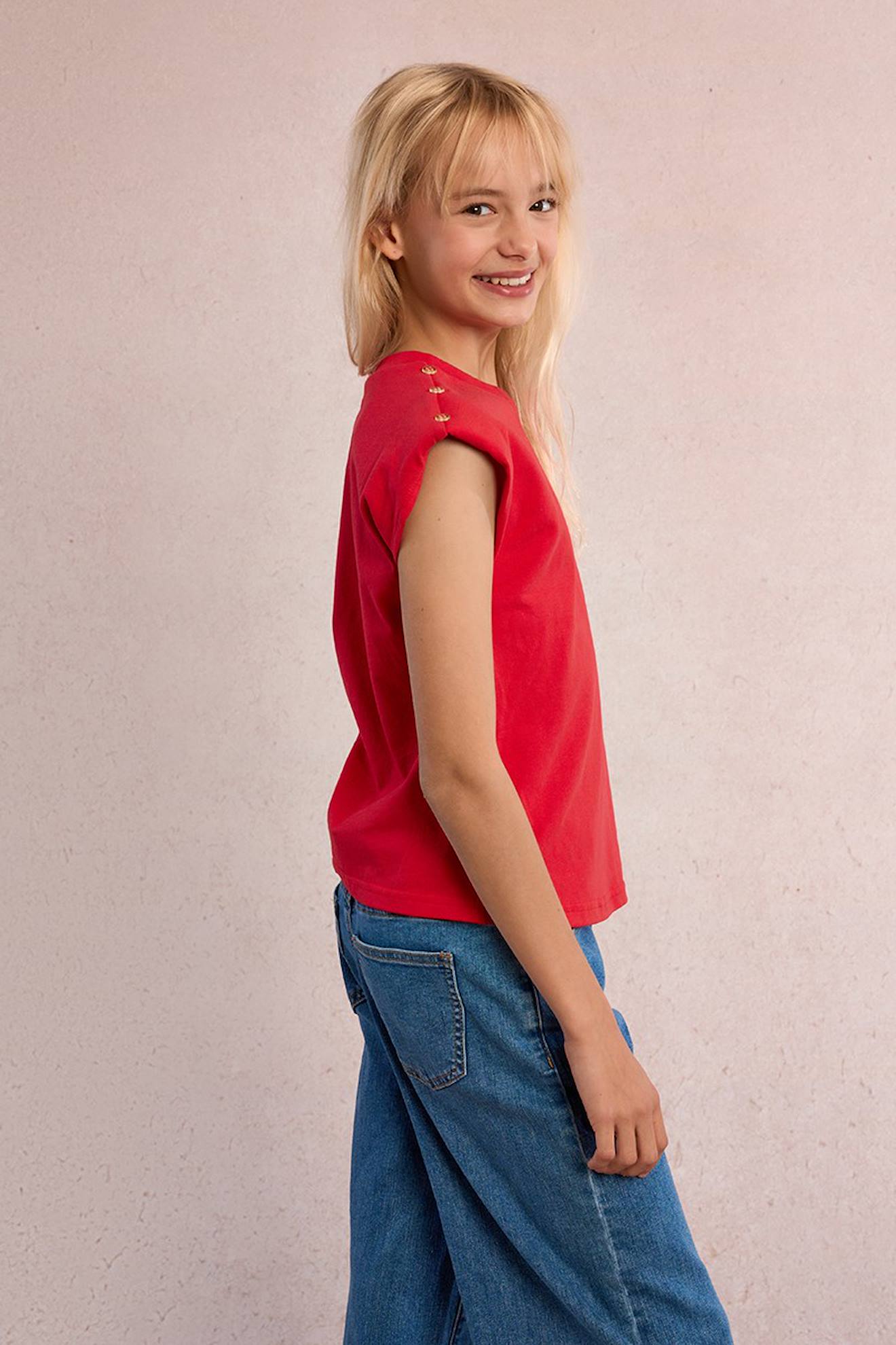 T-shirt À Épaulettes Rouge
