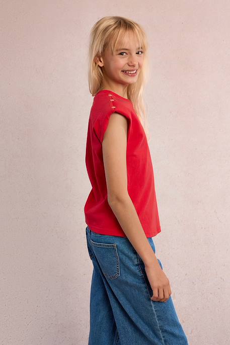 Fille-T-shirt, sous-pull-T-shirt à épaulettes