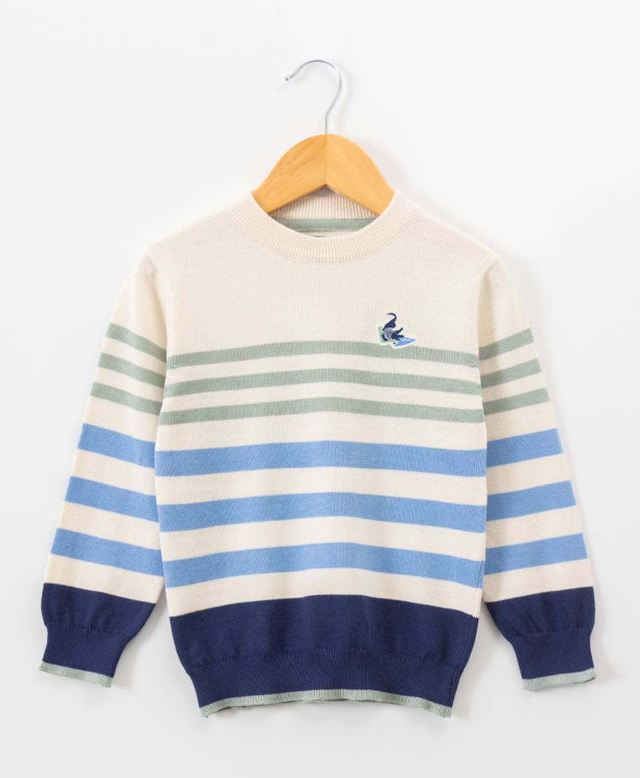 Pull 100 Coton Garon Fond Grege Raye Multicolore 22 €