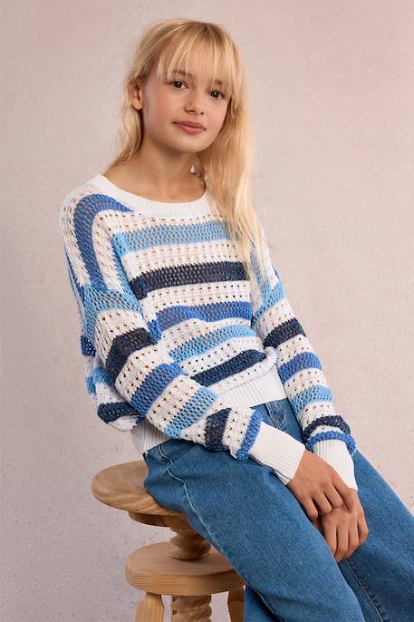 Pull rayé, maille ajourée  - vertbaudet enfant