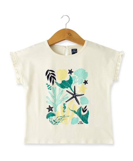 Fille-T-shirt, sous-pull-T-shirt manches courtes 100% coton fille