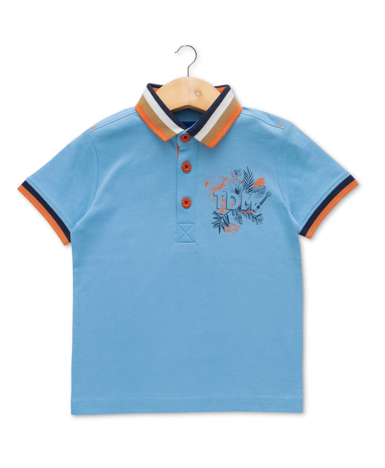 Polo Manches Courtes 100% Coton Garçon Bleu Ciel