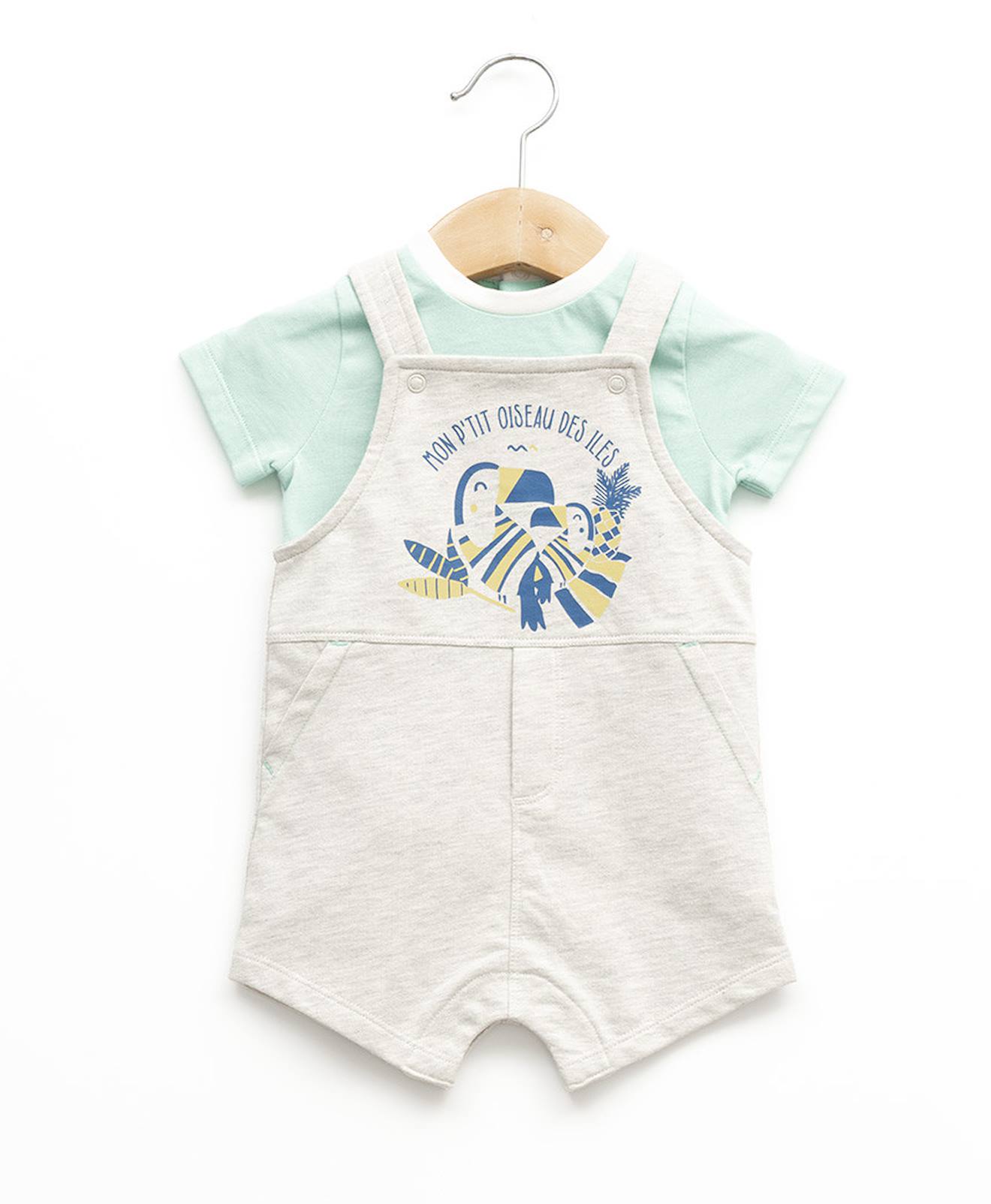 Ensemble Salopette Haut 100 Coton Bb Garon Gris Chine Clair 22 €