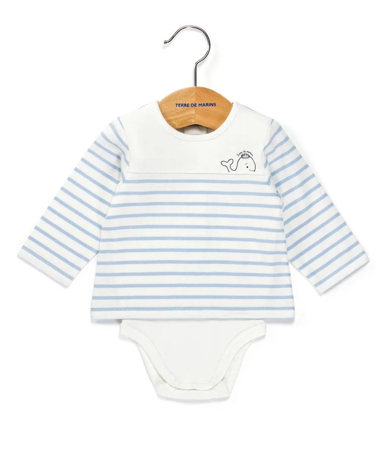 Body Manches Longues Bb Fond Naturel Raye Bleu Ciel 15 €