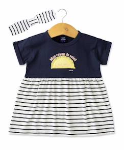 -Ensemble robe + bandeau 100% coton bébé fille