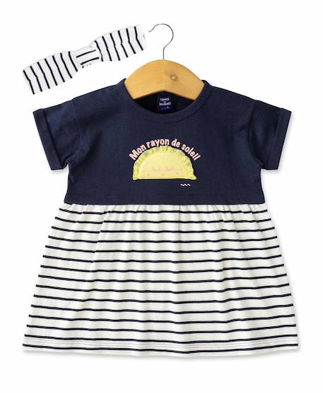 Bébé-Ensemble robe + bandeau 100% coton bébé fille