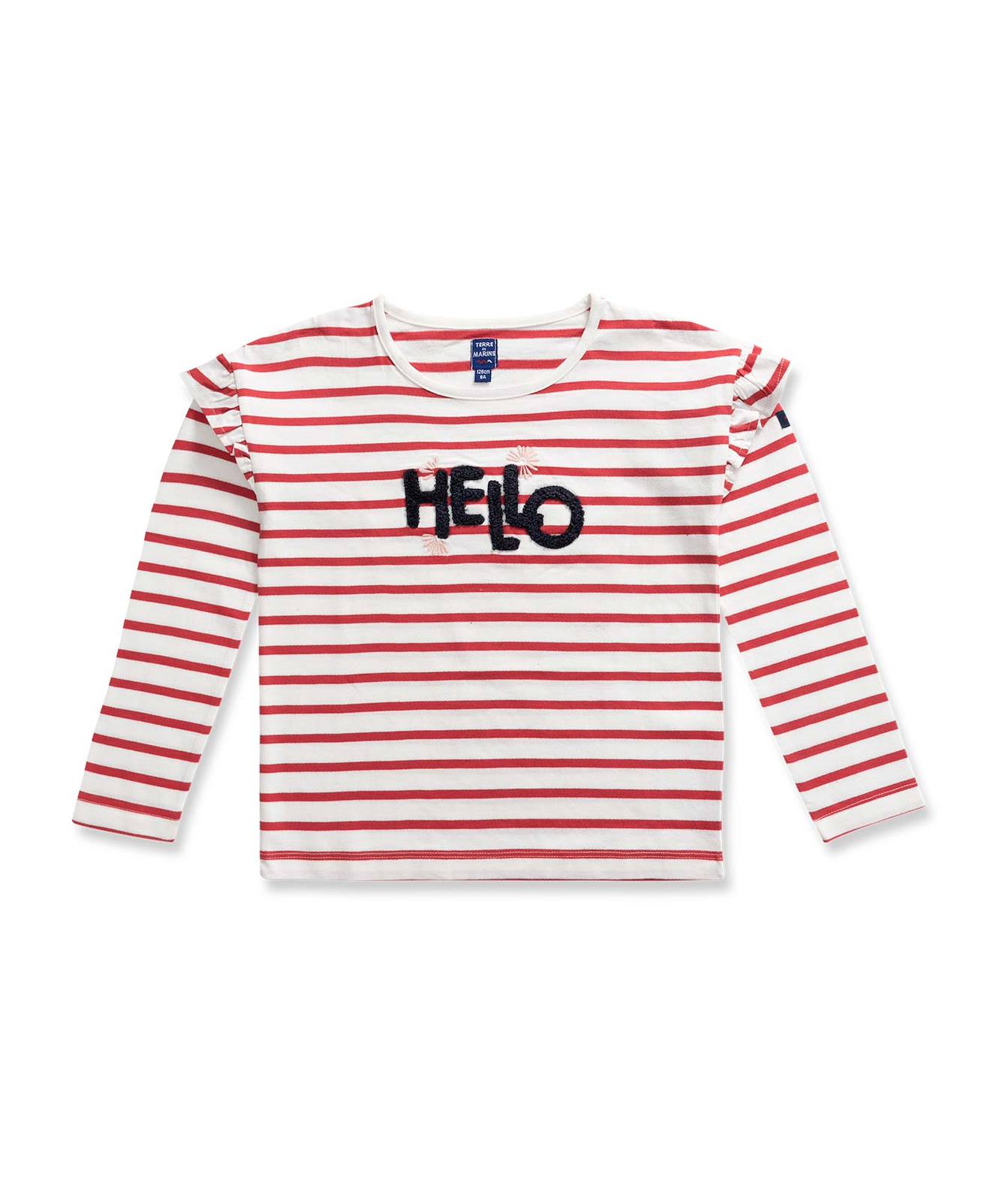 T-shirt Manches Longues 100 Coton Fille Fond Naturel Raye Multicolore 14 €