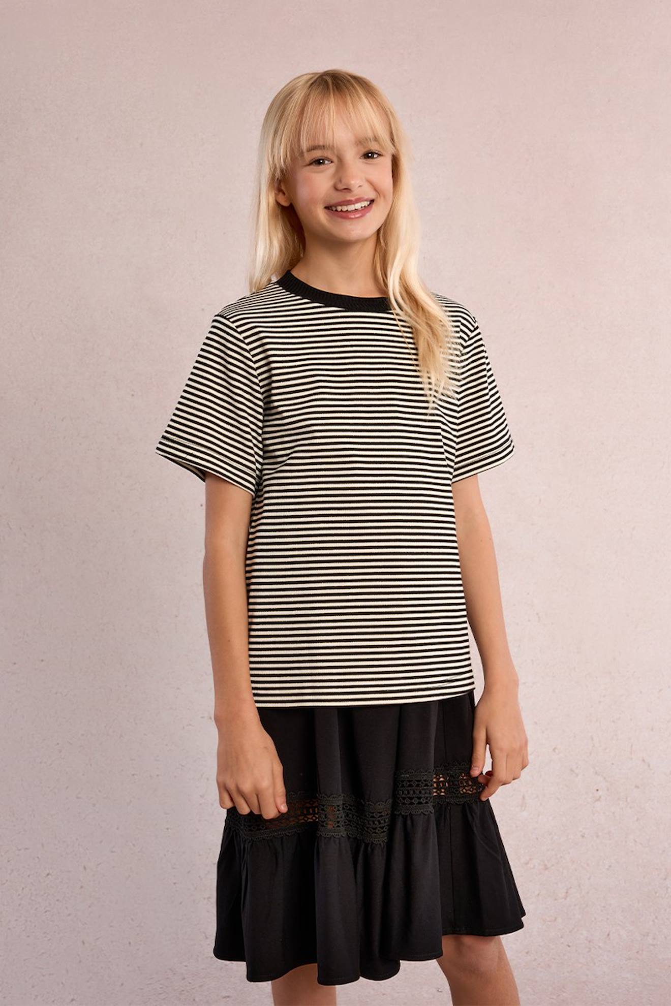 T-shirt Rayé À Cœur Noir