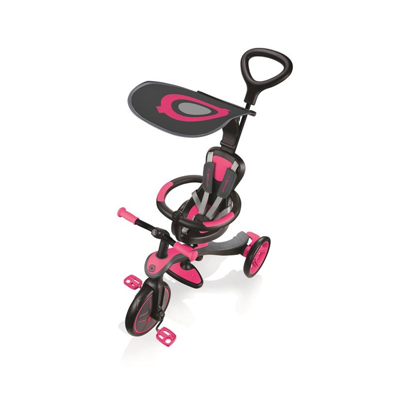 Explorer Trike 4 En 1 - Tricycle Évolutif & Draisienne Noir Et Rose