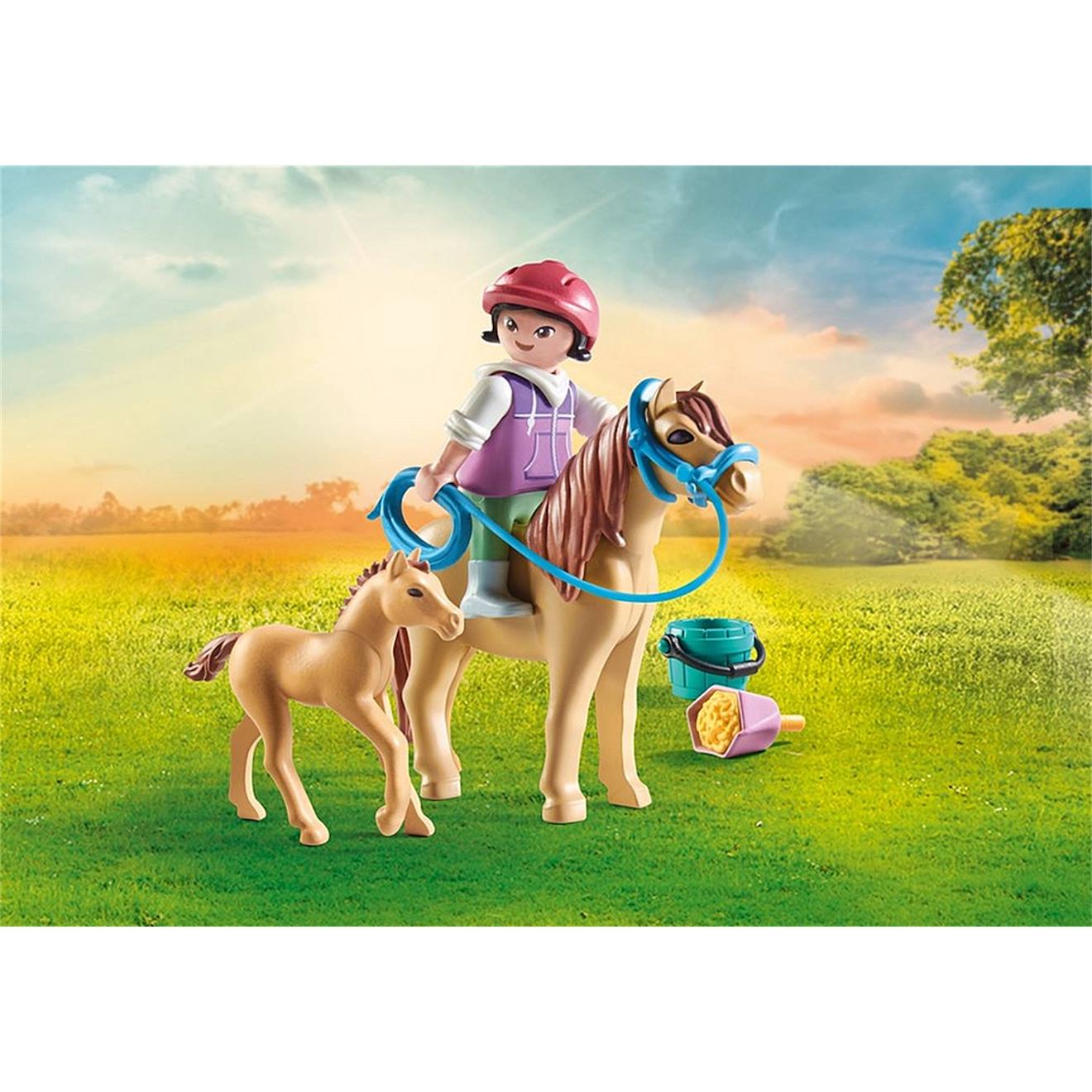 Enfant Avec Poneys 71498 Multicolore