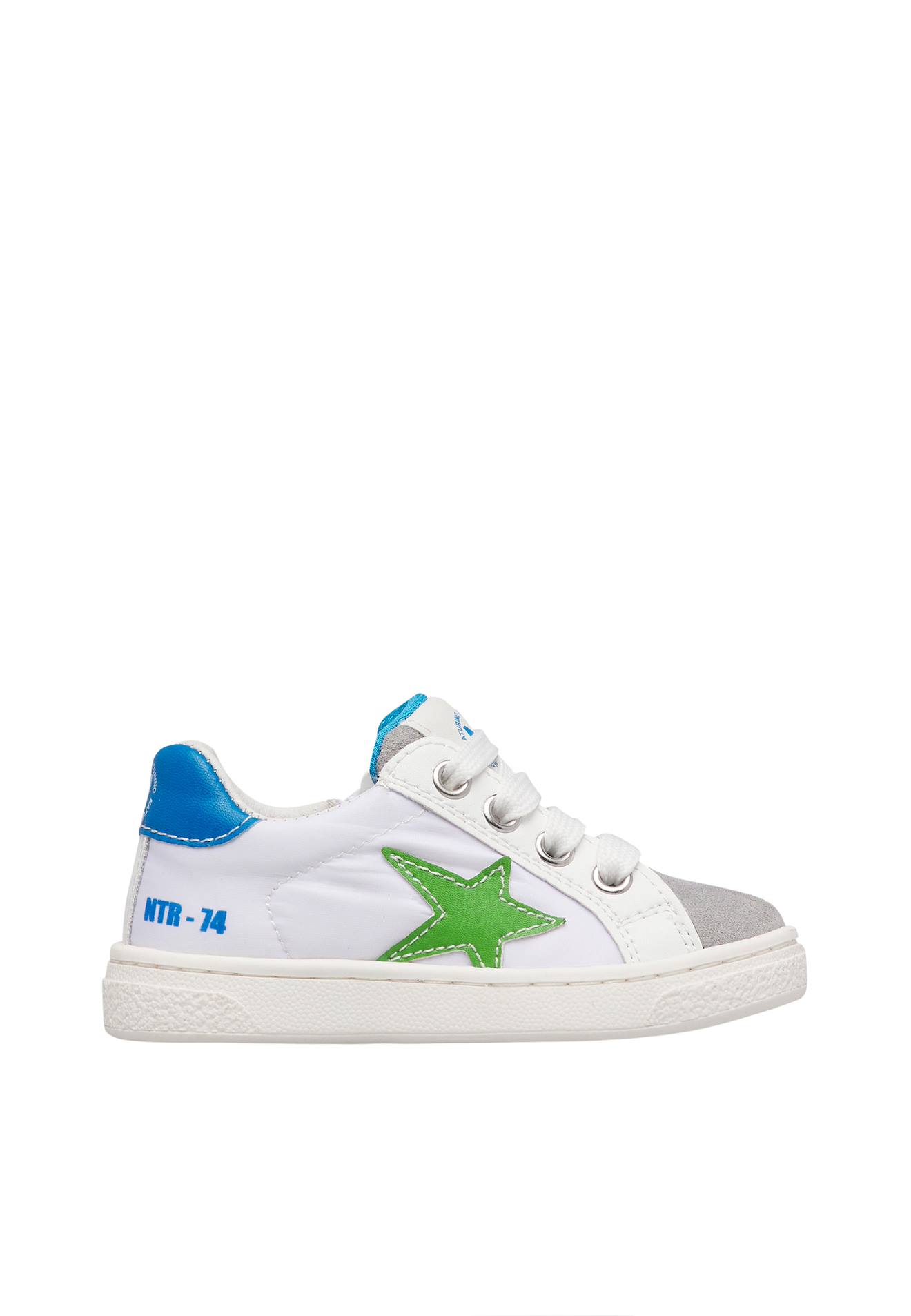 Baskets En Cuir Et En Daim Pinn Zip. Blanc-gris