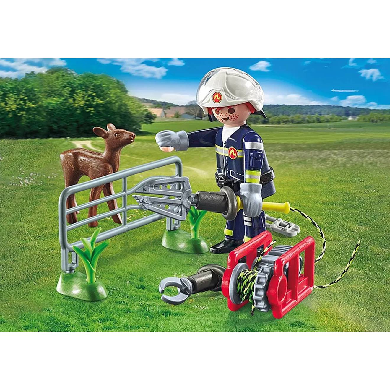 Pompier Avec Faon À Sauver - Action Hereos 71467 Multicolore