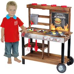 Jouet-Jeux d'imitation-Cuisines et dinette-Cuisine d'été avec barbecue en bois