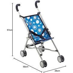 Jouet-Poupons et poupées-Poupons et accessoires-Mini buggy roma design bleu avec motifs pour poupée