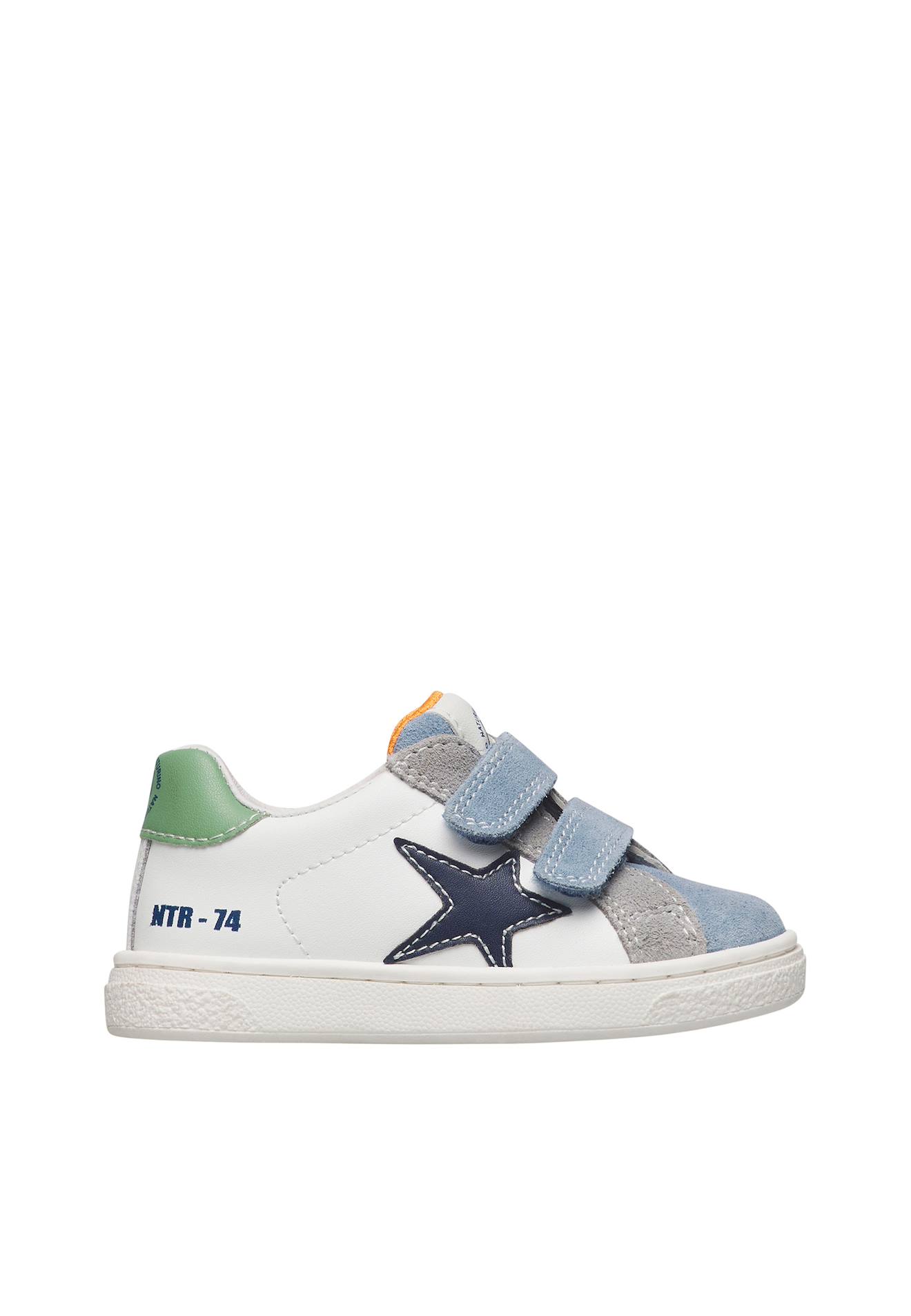 Baskets En Cuir Et En Daim Pinn Vl. Blanc Crème-céleste