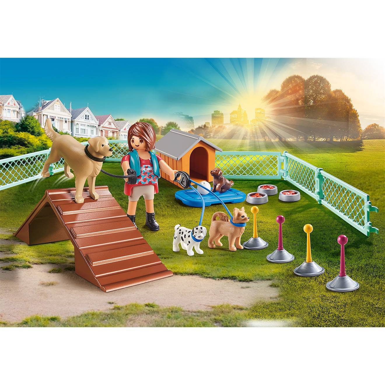 City Life Set Cadeau Educatrice Et Chiens 70676 Multicolore