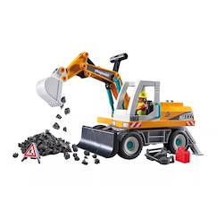 Jouet-Jeux d'imagination-Action heroes pelleteuse mécanique avec ouvrier et accessoires 71749