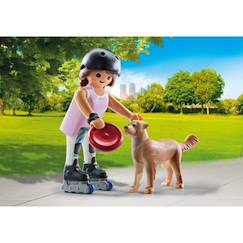 Jouet-Jeux d'imagination-Jeune fille rolleuse avec retriever et accessoires 71739