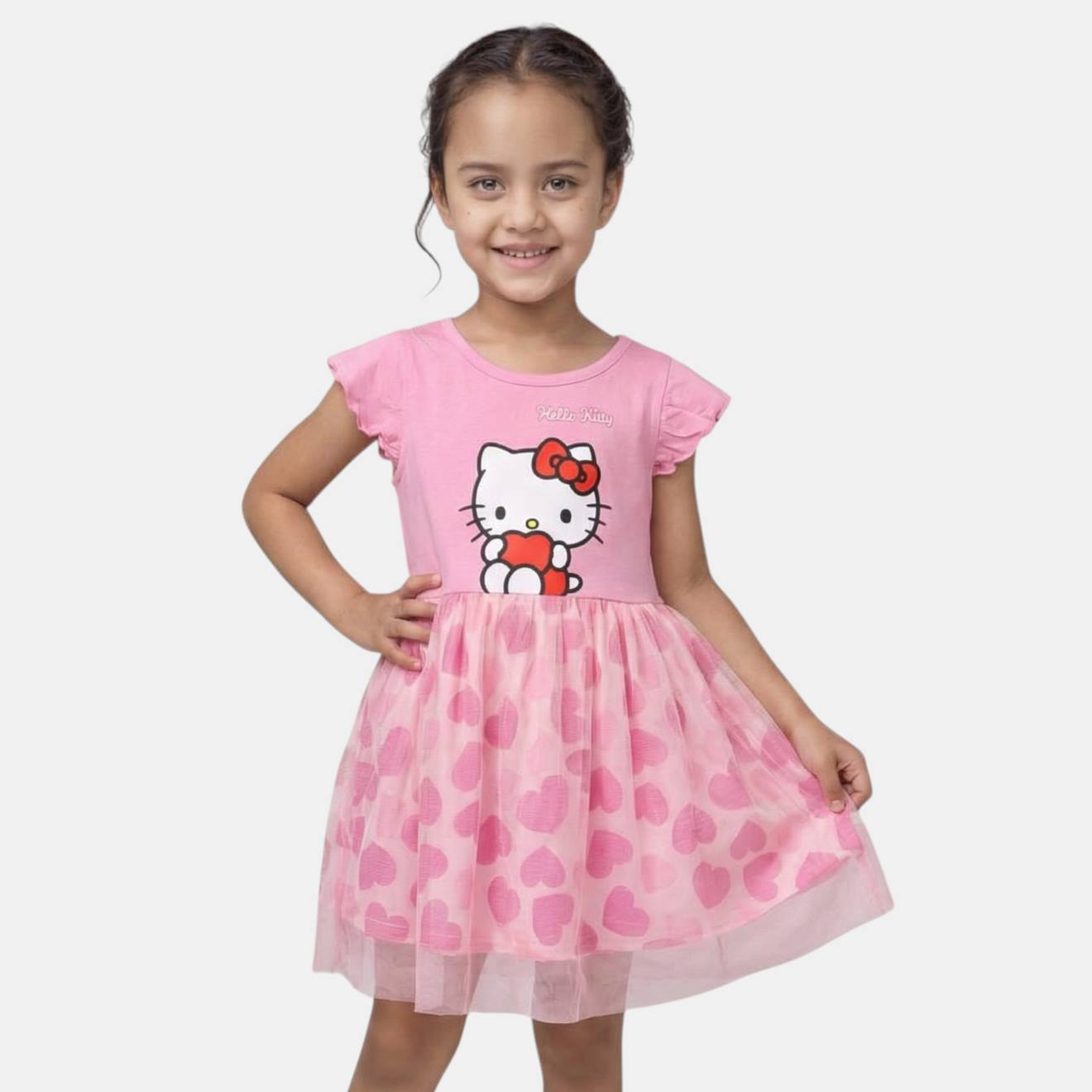 Robe Fille Pour Enfant À Motif Hello Kitty Rose