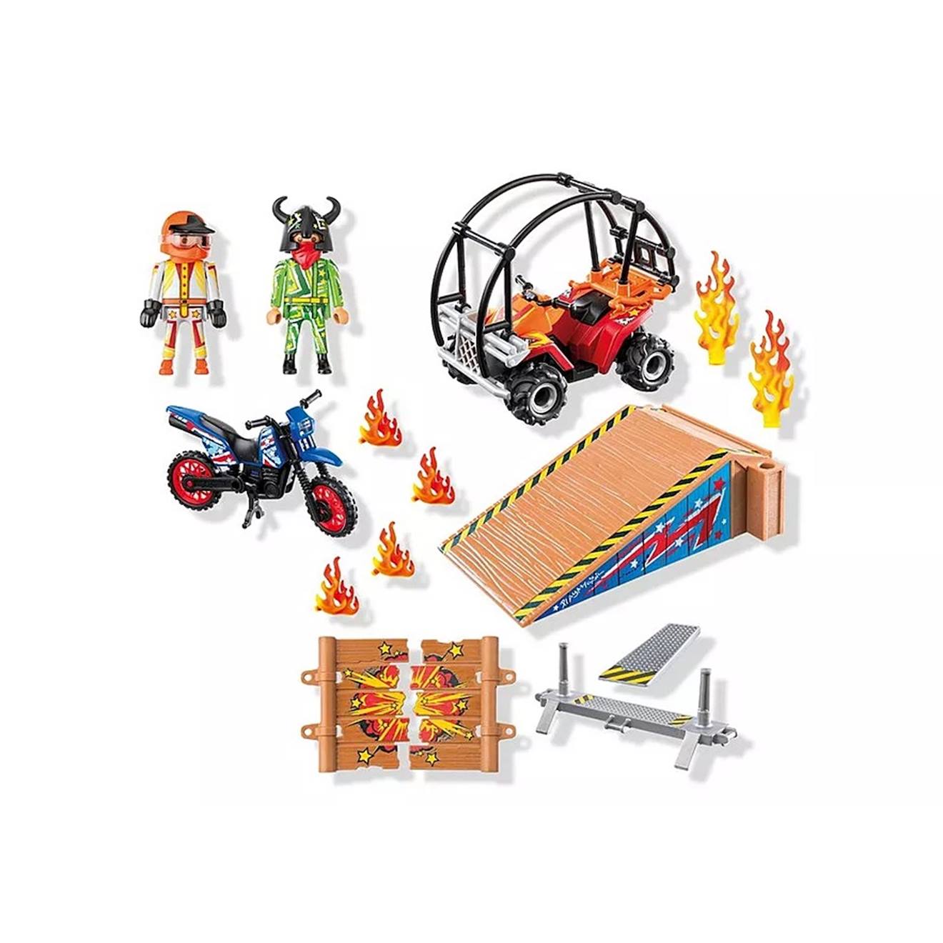 Action Heroes Cascadeurs Avec Quad Moto Et Tremplins 71808 Multicolore