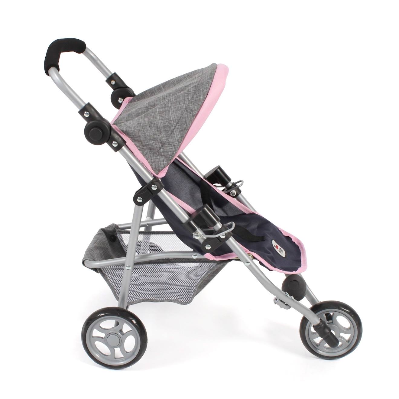 Petite Poussette De Jogging Lola Pour Poupons Gris Et Rose