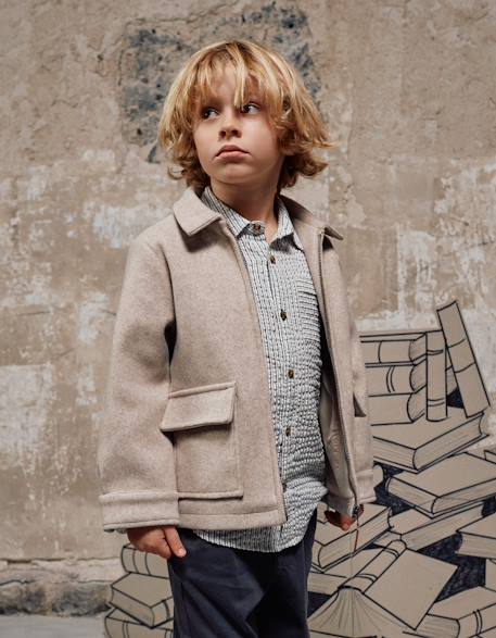 Garçon-Manteau, veste-Manteau à effet laine avec fermeture éclair b&s