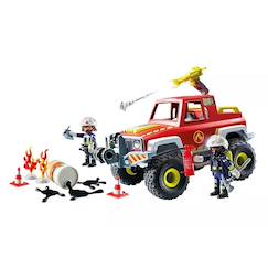 -Véhicule de pompiers et bidon enflammé - playmobil 71824