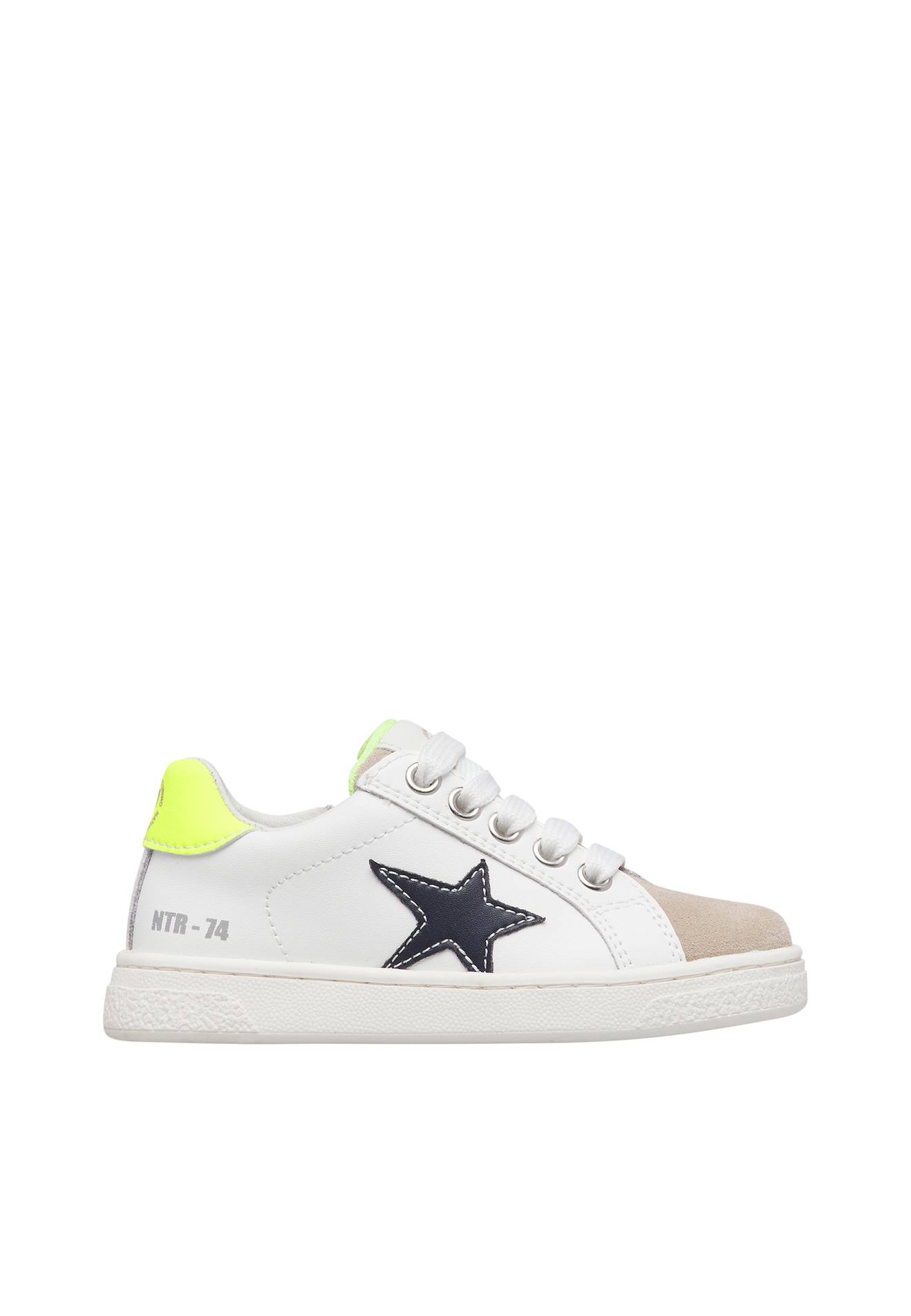 Baskets En Cuir Et En Daim Pinn Zip. Blanc-marine