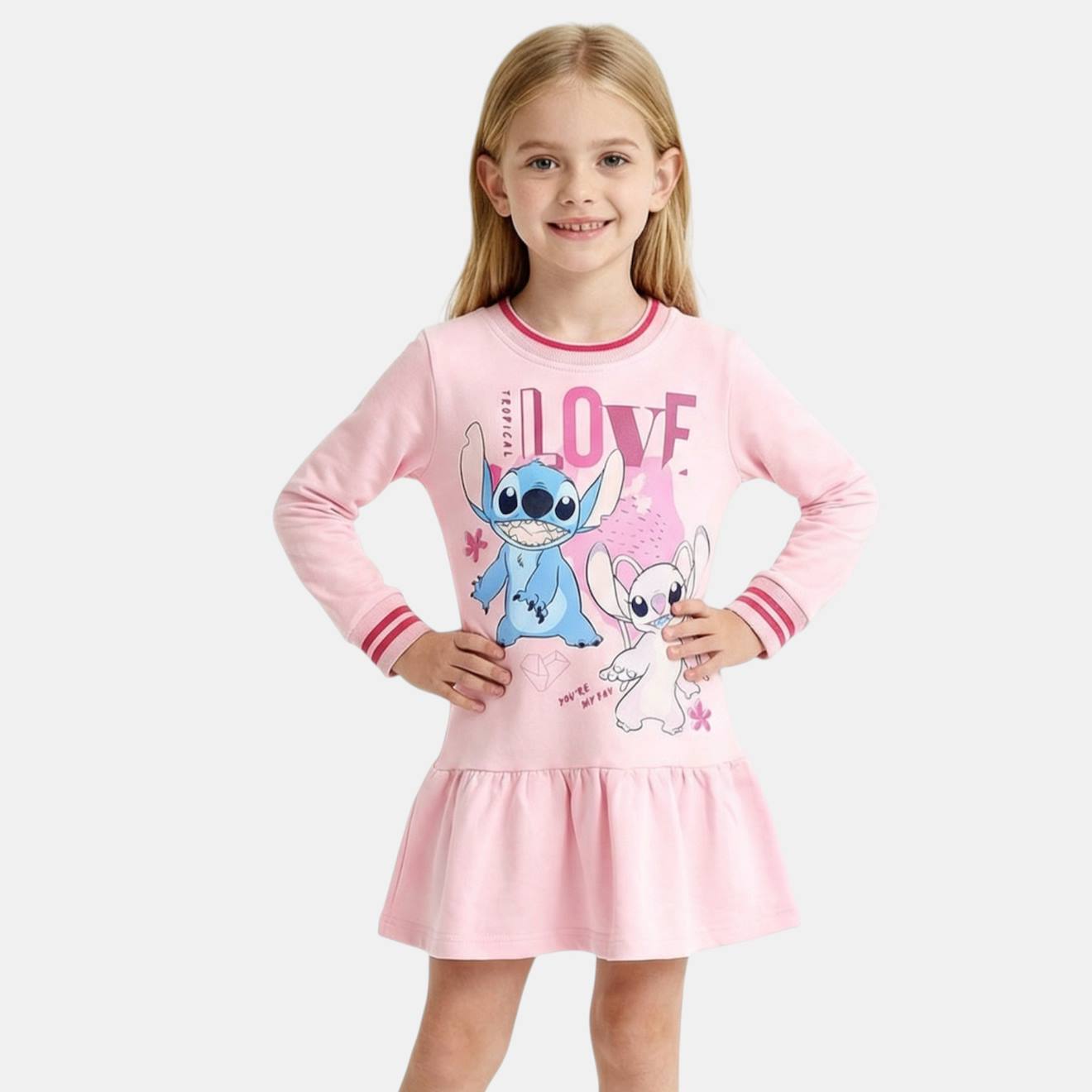 Robe Manches Longues Avec Personnages Lilo Stitch Rose 17 €