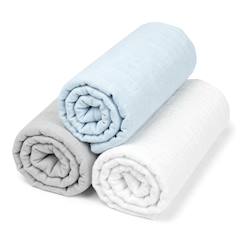Linge de maison et décoration-Linge de lit bébé-Lot de 3 draps housses couffin en gaze de coton uni