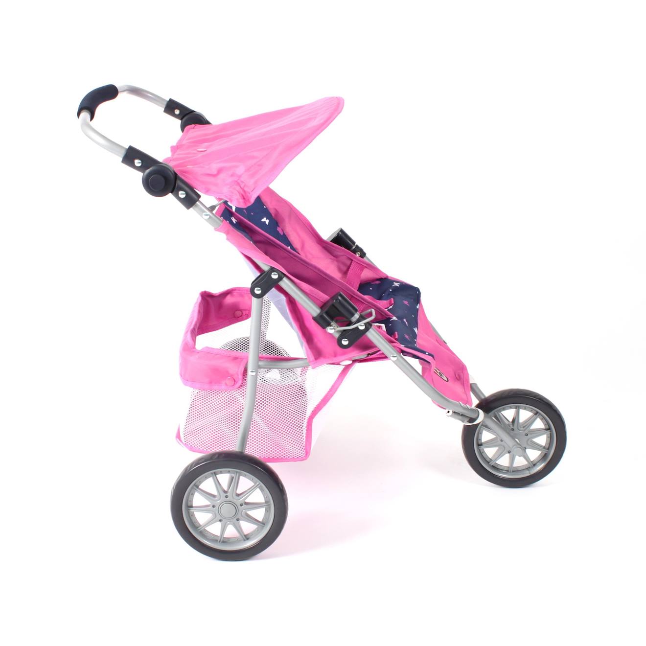 Poussette Jogger 3 Roues Pour Poupons Jumelles Rose