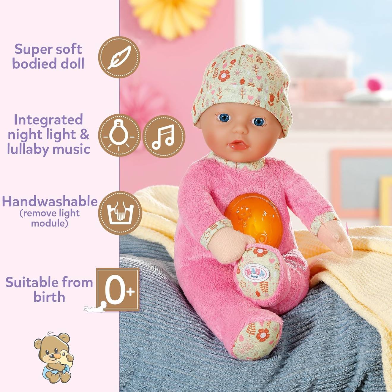 Baby Born - Compagnons De Nuit Pour Bébés 30cm Rose