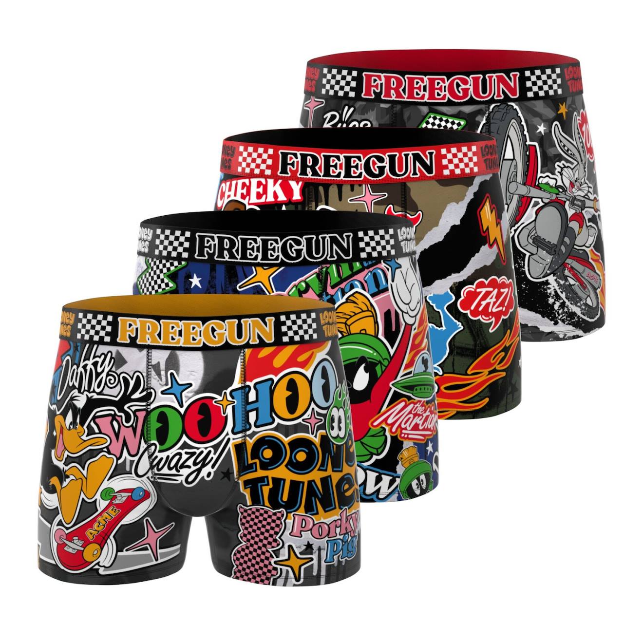 Lot De 4 Boxers Looney Tunes Noir/vert/marron/gris/orange