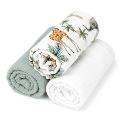 Lot de 3 draps housses couffin en coton safari  - vertbaudet enfant