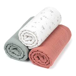 Lot de 3 draps housses couffin en gaze de coton melody  - vertbaudet enfant