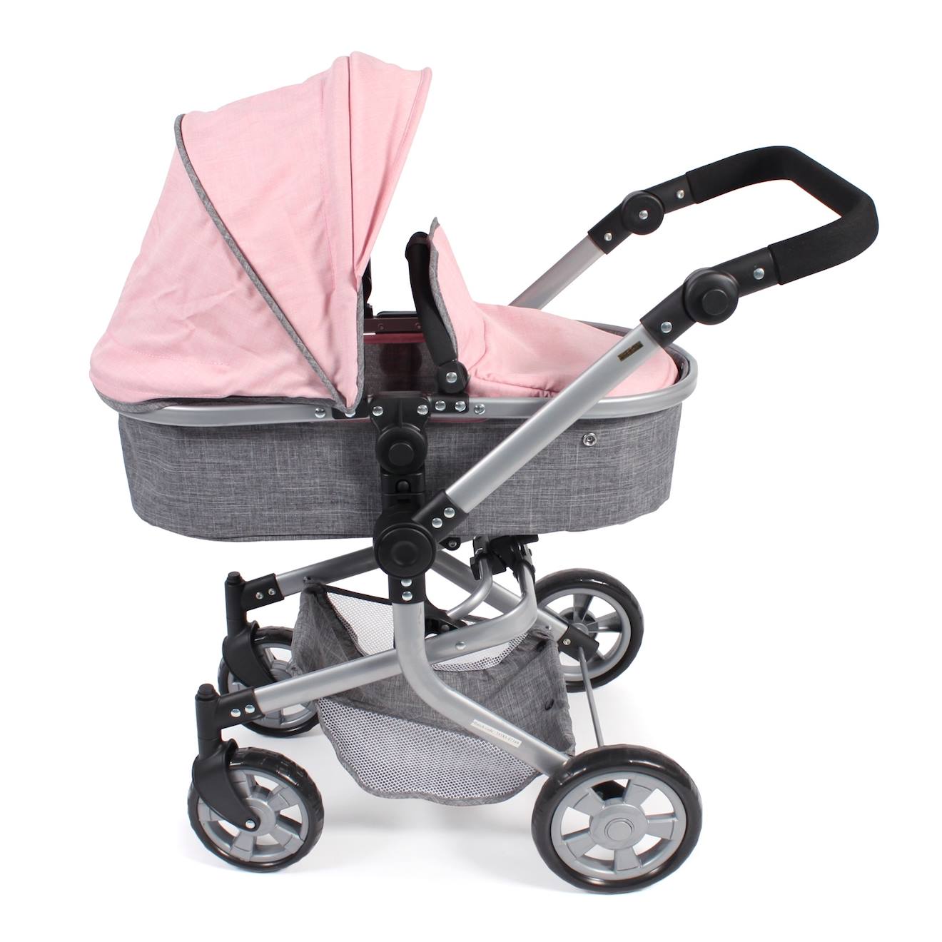 Poussette Combinée Mika Gris Et Rose