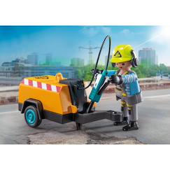 -Action heroes ouvrier avec marteau-piqueur et signalisation 71752