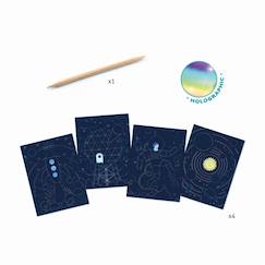 Jouet-Activités artistiques et musicales-4 cartes à gratter mission cosmique