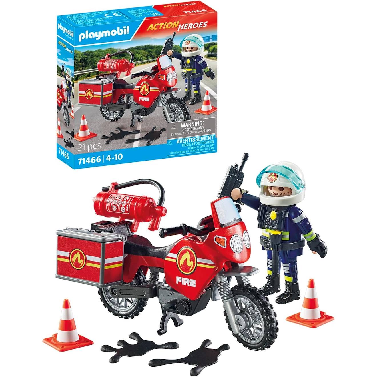 Pompier Et Moto - Action Hereos 71466 Multicolore