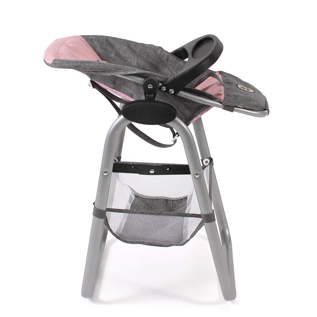 Chaise Haute Pour Poupées - Coloris 15 Gris Et Rose Chaise Haute Pour Poupées - Coloris 15 Gris Et Rose
