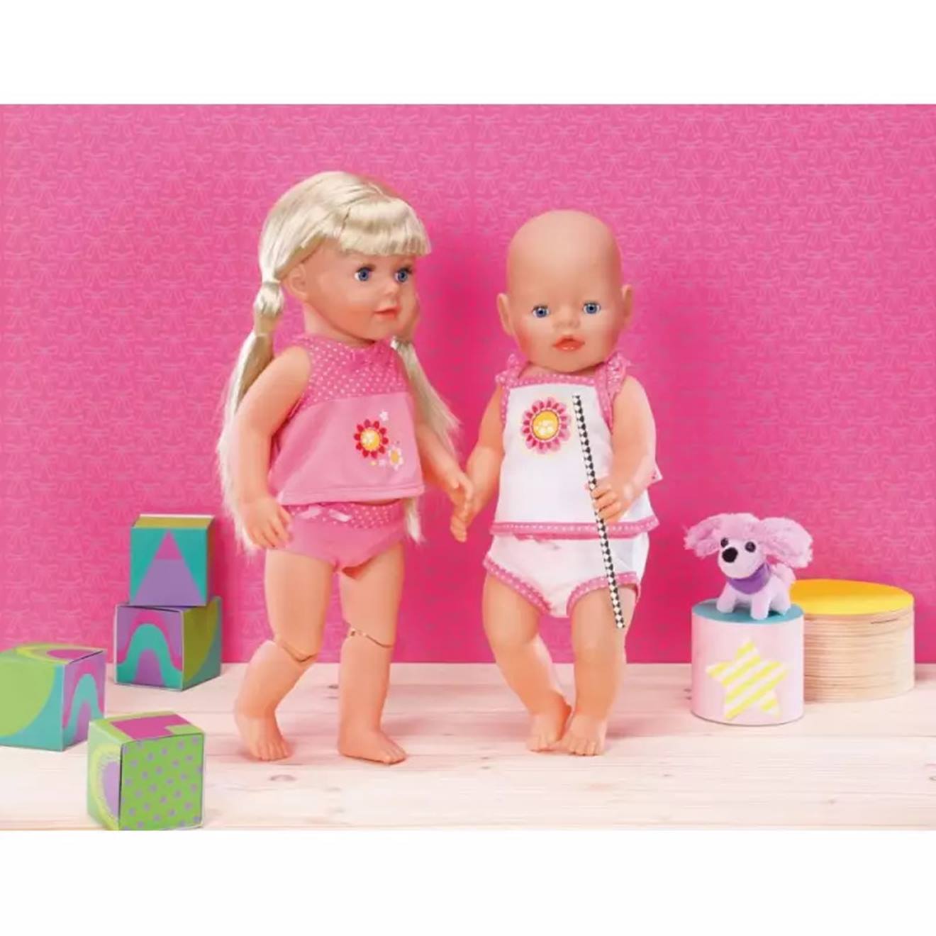 Dolly Moda Sous-vêtements Pour Poupon De 38 À 46 Cm - 1 Pc Blanc Et Rose