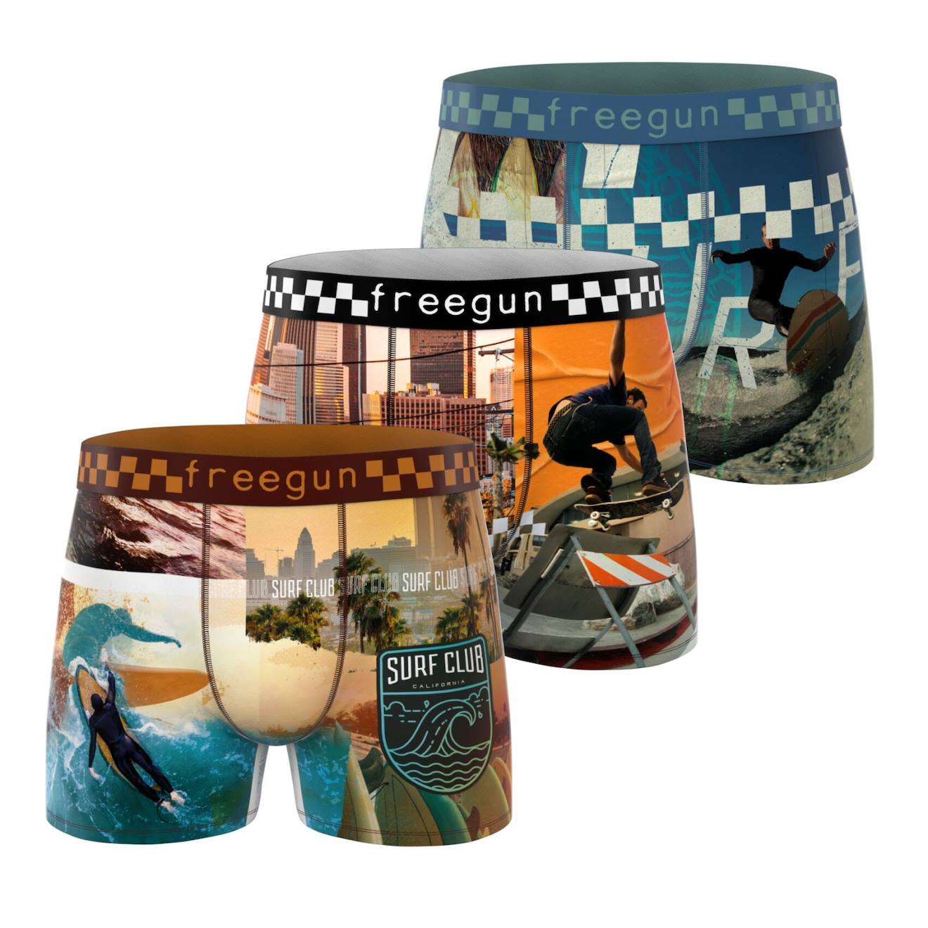 Lot De 3 Boxers California Vibes Beige/bleu/orange
